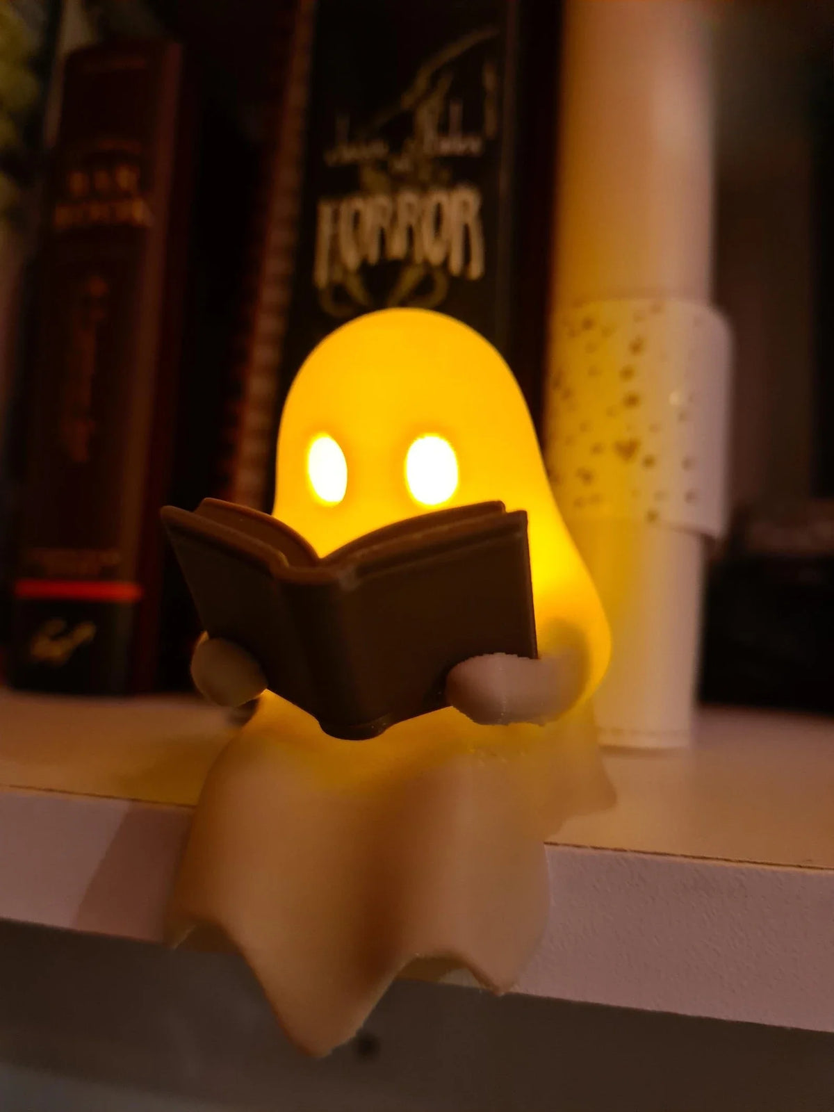 Spooky Ghost Reader Shelf Sitter | Flickering Tealight Ghost Figurine